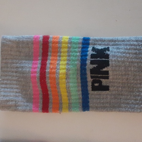Pink Victoria's Secret Rainbow Striped Socks - Picture 7 of 9